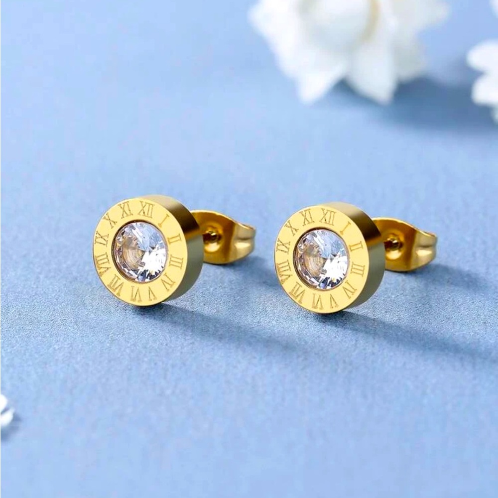 Rhinestone Round Stud Earrings
